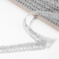 Тесьма декоративная, металлизированная, 10 &plusmn; 1 м, 15 мм, цвет серебряный