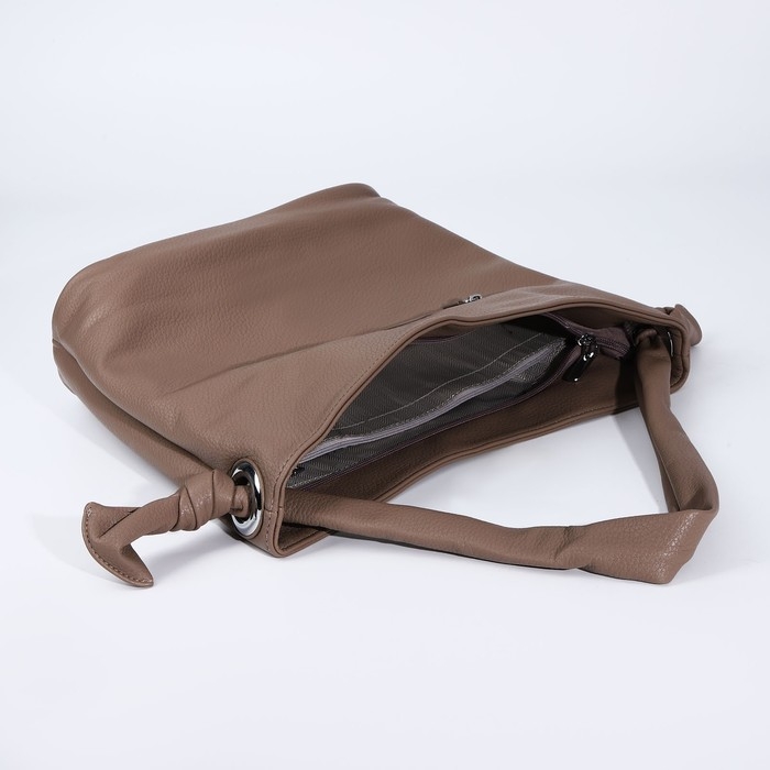 Сумка-тоут на молнии, 2 наружных кармана, цвет коричневый Сумка-тоут на молнии, 2 наружных кармана, цвет коричневый