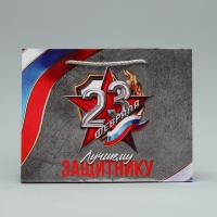 Пакет подарочный ламинированный, упаковка, &laquo;Лучшему защитнику&raquo;, MS 23 х 18 х 8 см