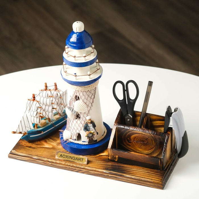 Набор настольный &laquo;Маяк&raquo;: подставка для ручек, визитница, 14 х 30 х 27 см