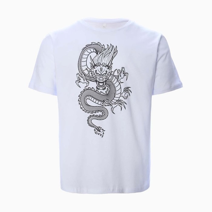 Футболка мужская &laquo;Дракон&raquo;, цвет белый/принт чёрный, размер 58