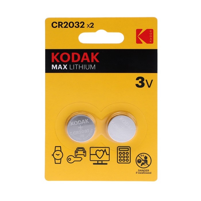Батарейка литиевая Kodak, CR2032-2BL, 3В, блистер, 2 шт. Батарейка литиевая Kodak, CR2032-2BL, 3В, блистер, 2 шт.
