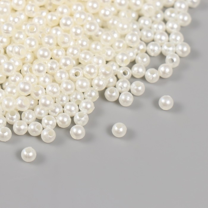 Набор бусин "Жемчуг" d 4 мм, 250 гр, молочный