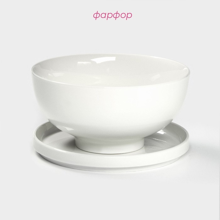 Набор фарфоровой посуды для рамена Доляна, 8 предметов: миска 1,6 л, тарелка 20&times;2,2 см, 2 ложки, 2 пары палочек, цвет белый