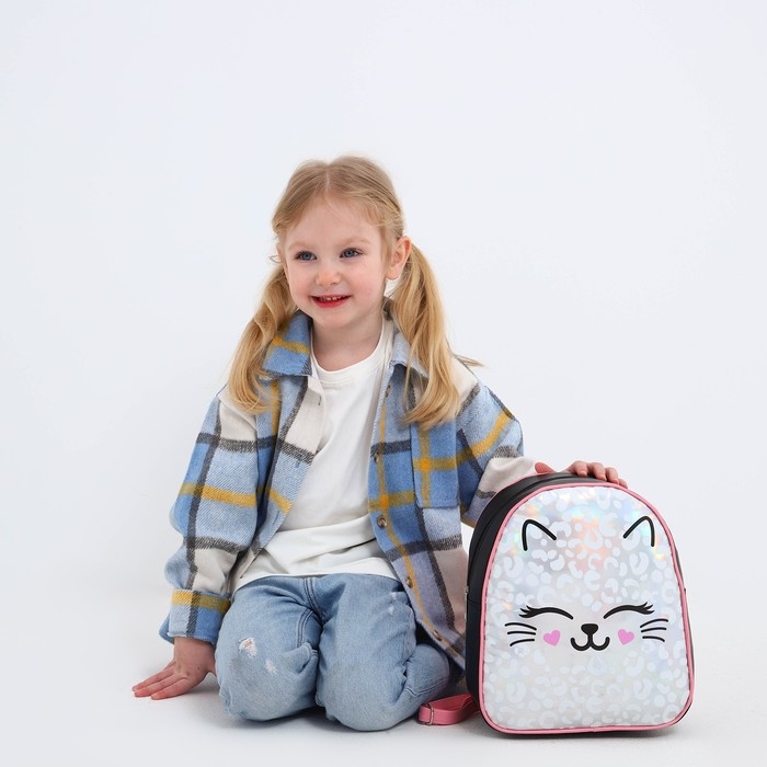 Рюкзак детский для девочки искусственная кожа, MEOW, кот, голография, 27х23 х 10 см Рюкзак детский для девочки искусственная кожа, MEOW, кот, голография, 27х23 х 10 см