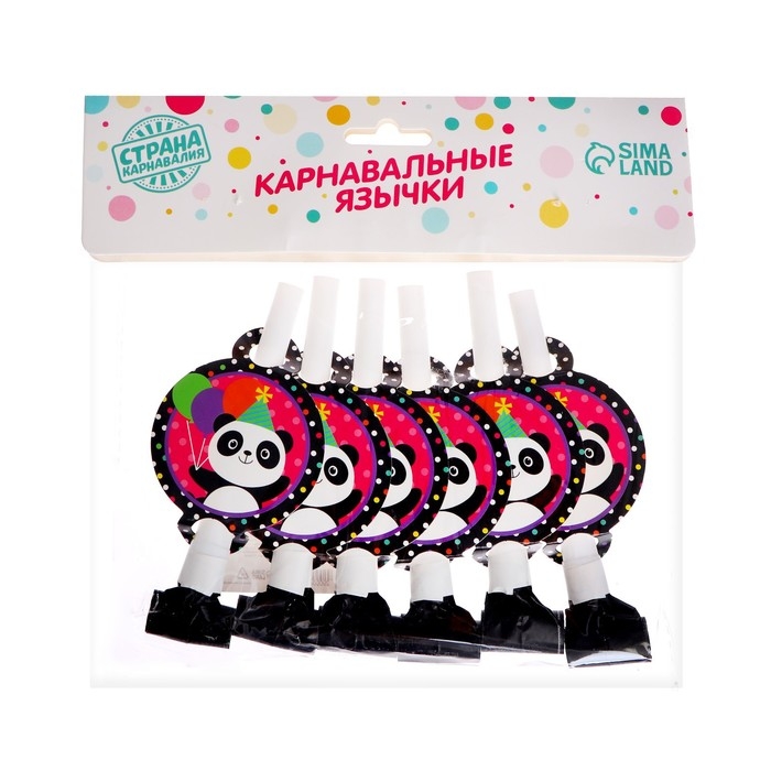 Карнавальный язычок &laquo;Панда&raquo;, набор 6 шт.