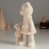 Сувенир полистоун "Мишка с малышом в розовых свитерах" 9х7х16 см