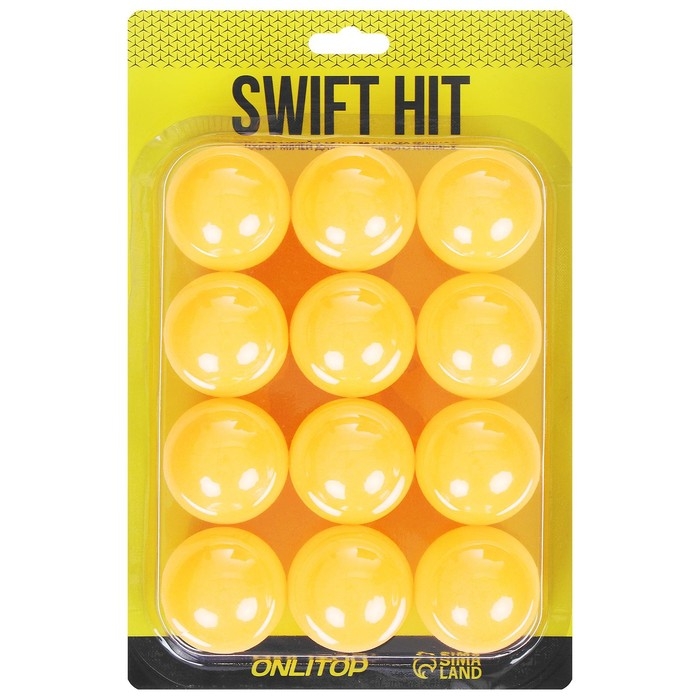 Мяч для настольного тенниса, набор 12 шт., PP, цвет оранжевый