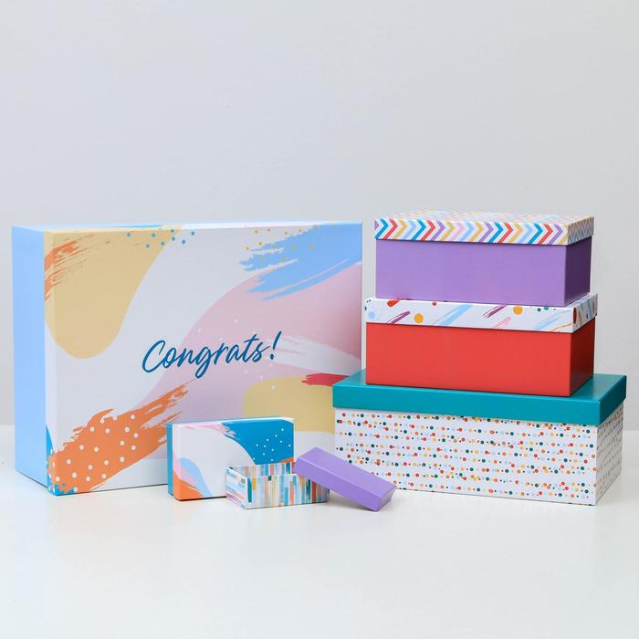 Набор коробок 15 в 1, упаковка подарочная, &laquo;Поздравляю!&raquo;, 12 х 7 х 4 см - 46,6 х 35,2 х 17.5 см