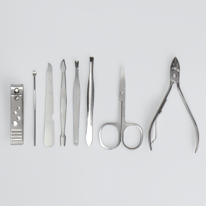 Набор маникюрный, 8 предметов, в футляре, цвет МИКС Набор маникюрный, 8 предметов, в футляре, цвет МИКС