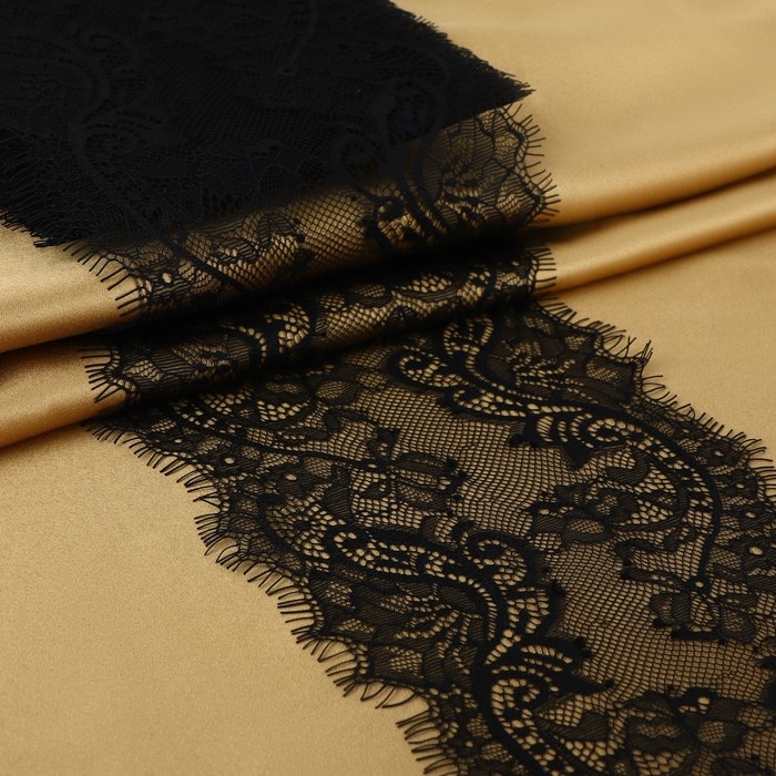 Кружево реснички, 170 мм &times; 3 &plusmn; 0,5 м, цвет чёрный