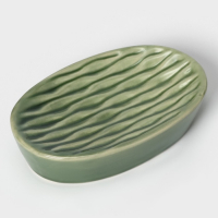 Набор аксессуаров для ванной комнаты Доляна &laquo;Волны&raquo;, 4 предмета (дозатор 340 мл, мыльница, 2 стакана 330 мл), цвет зелёный