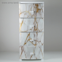 Комод 4-х секционный «Декор. Белый мрамор», белый Комод 4-х секционный «Декор. Белый мрамор», белый