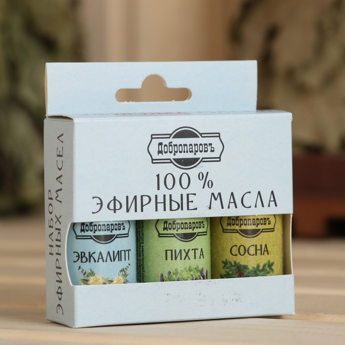 Набор эфирных масел эвкалипт, пихта, сосна, Набор эфирных масел эвкалипт, пихта, сосна, "Добропаровъ", 3 шт по 17 мл