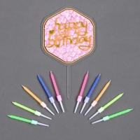 Набор для украшения торта: топпер &laquo;С днём рождения&raquo;, 1 шт., 10 свечей