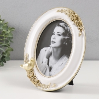 Фоторамка полистоун 10х15 см овальная "Золотая птичка и розы" белая 20х15 см Фоторамка полистоун 10х15 см овальная "Золотая птичка и розы" белая 20х15 см