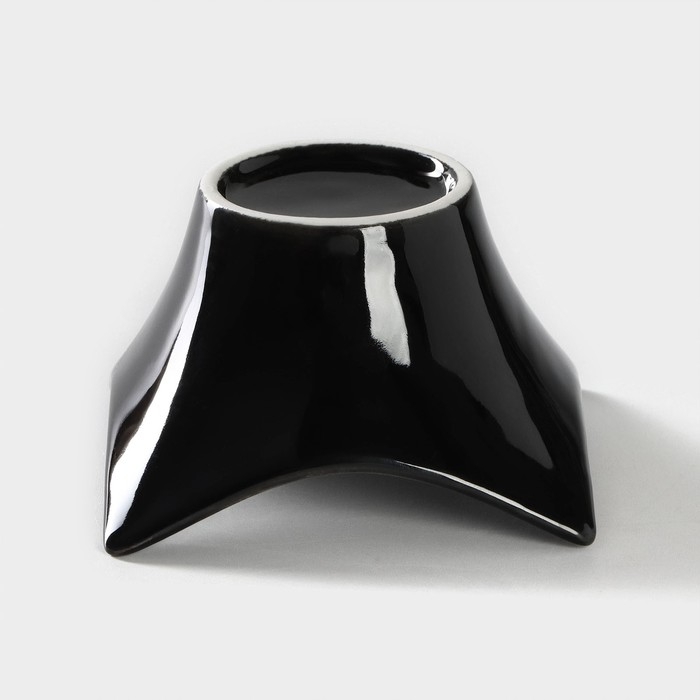 Набор салатников керамических на деревянной подставке &laquo;Инь-Янь.Квадрат&raquo;, 5 предметов: 4 салатника 80 мл, подставка, цвет белый и чёрный