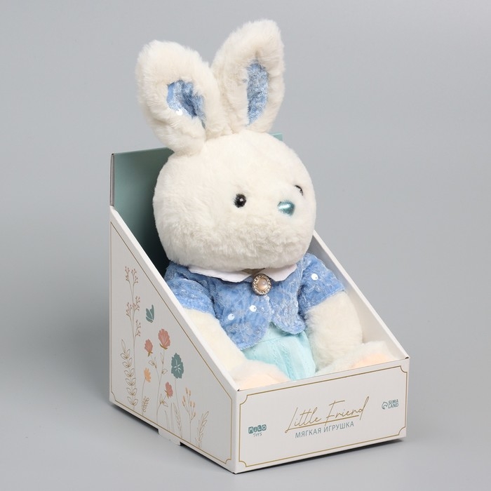 Мягкая игрушка Little Friend, зайка в синем платье, 38 см