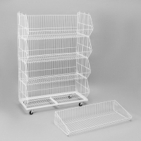 Накопитель разборный на колесах, 5 корзин, 90×43×147 см, цвет белый Накопитель разборный на колесах, 5 корзин, 90×43×147 см, цвет белый