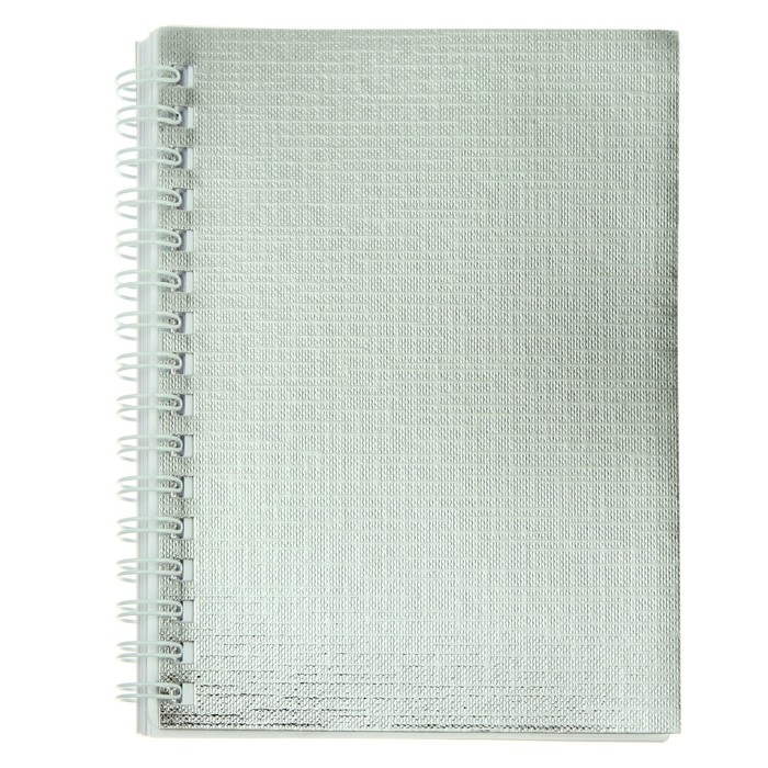 Записная книжка А6, 80 листов на гребне METALLIC, обложка бумвинил, серебро