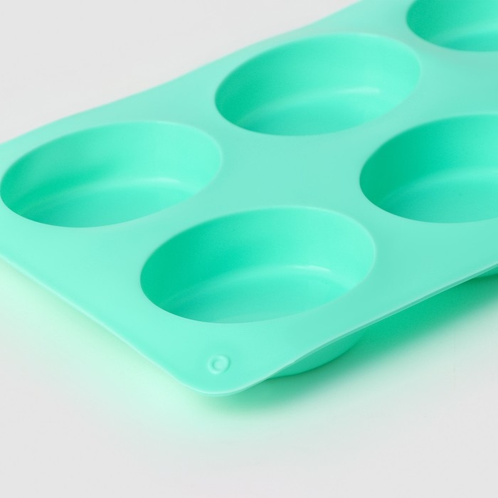 Форма для выпечки Доляна &laquo;Фигуры. Овал&raquo;, силикон, 28&times;16&times;2 см, 6 ячеек, цвет МИКС