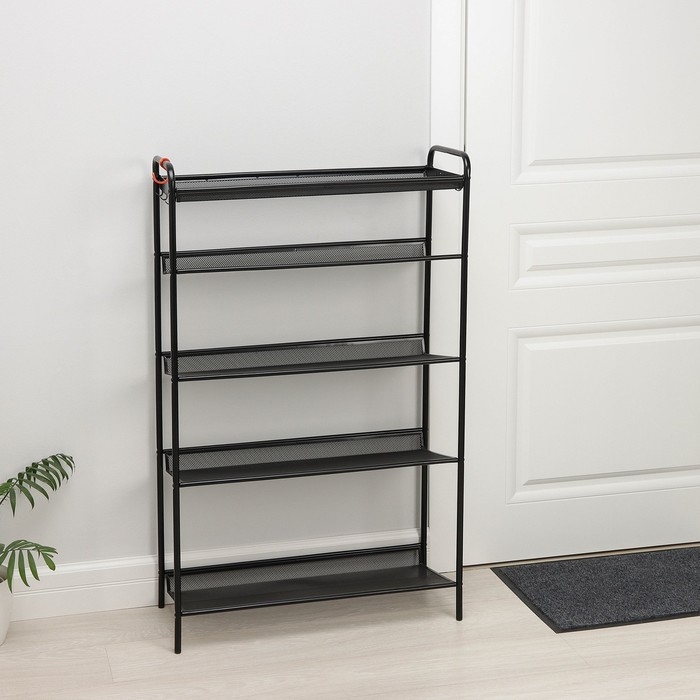 Подставка для обуви &laquo;Женева 25&raquo;, 5 ярусов, 65&times;27&times;106 см, цвет чёрный