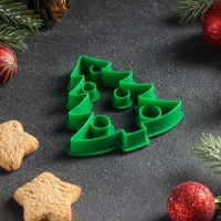 Форма для печенья «Ёлочка», вырубка, штамп, 8,5×8 см, цвет зелёный Форма для печенья «Ёлочка», вырубка, штамп, 8,5×8 см, цвет зелёный