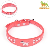 Ошейник-селедка со щенком, 29-32 х 2,5 см, искусственная кожа, красный Ошейник-селедка со щенком, 29-32 х 2,5 см, искусственная кожа, красный