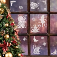 Набор наклеек новогодних "Ёлка. Дед Мороз. Снегурочка" 35 х 33 см Набор наклеек новогодних "Ёлка. Дед Мороз. Снегурочка" 35 х 33 см