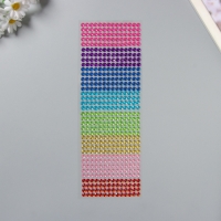 Наклейка пластик стразы "Радуга 8 цветов" d=0,6 см 32х10,5 см