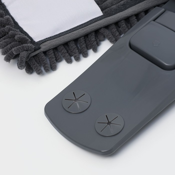 Швабра для мытья пола плоская Доляна, насадка микрофибра букли 42&times;12 см, телескопическая ручка 70(120) см