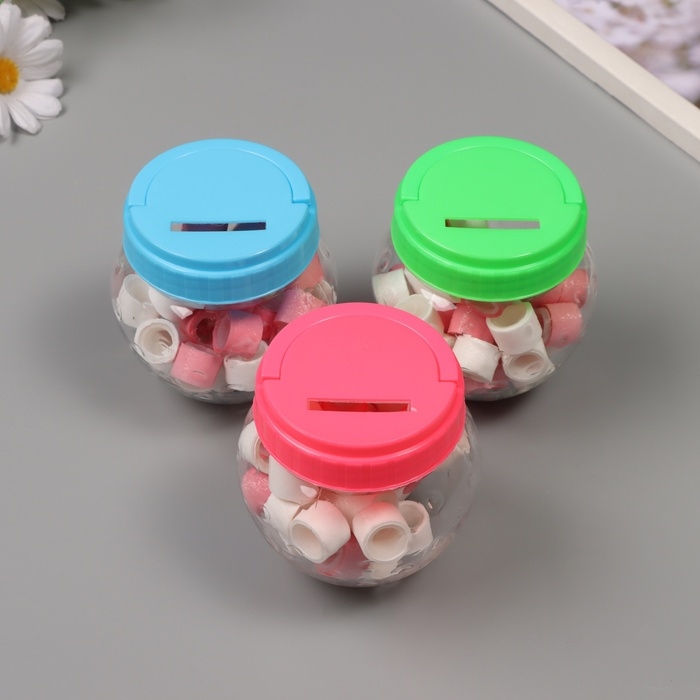 Клейкая лента пластик в банке "Белый и розовый" н-р 40 шт 1,2 см, дл. 0,9 м 7х7х9 см