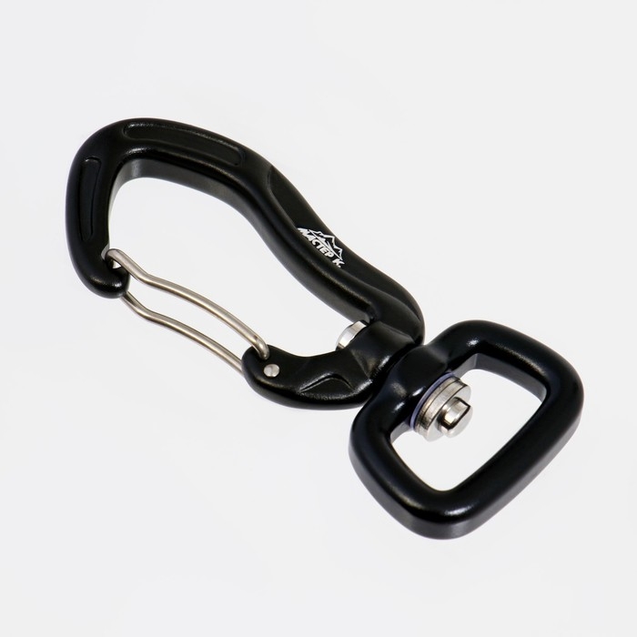 Карабин с защелкой и вертлюгом, 7х3 см, 400 кг, чёрный Карабин с защелкой и вертлюгом, 7х3 см, 400 кг, чёрный