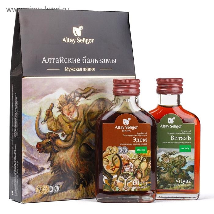 Подарочный набор &laquo;Мужской&raquo;: бальзам &laquo;Витязь&raquo;, бальзам &laquo;Эдем&raquo; на меду, 2 флакона по 100 мл