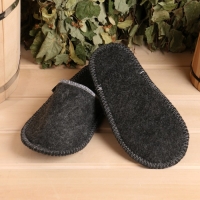 Тапочки для бани &laquo;Добропаровъ&raquo; женские, шерсть, полиэфир, серые 26 см стелька