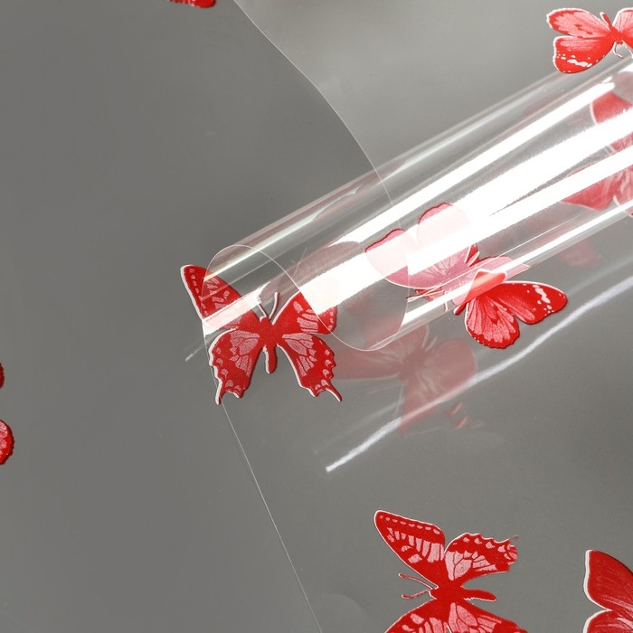 Пленка для цветов Пленка для цветов "Бабочки" красный+белый 0,7 х 8.2 м, 40мкм