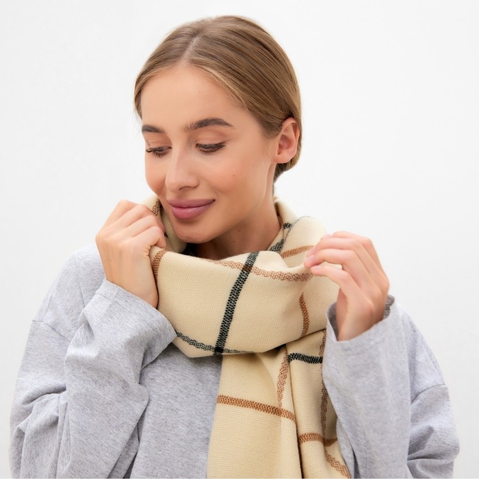 Шарф зимний объемный MINAKU 100*180 + 10 см цвет бежевый Шарф зимний объемный MINAKU 100*180 + 10 см цвет бежевый