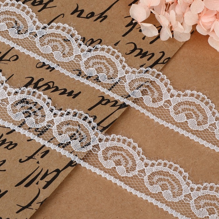 Кружево капроновое, 23 мм × 10 ± 1 м, цвет белый Кружево капроновое, 23 мм × 10 ± 1 м, цвет белый