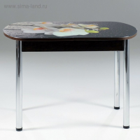 Стол раздвижной с фп Орхидея белая, 1100/1500х700х777, стекло/пояс венге/ноги хром прямые Стол раздвижной с фп Орхидея белая, 1100/1500х700х777, стекло/пояс венге/ноги хром прямые