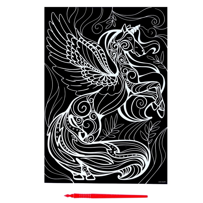 Гравюра &laquo;Волшебный единорог&raquo; с металлическим эффектом &laquo;золото&raquo; А4