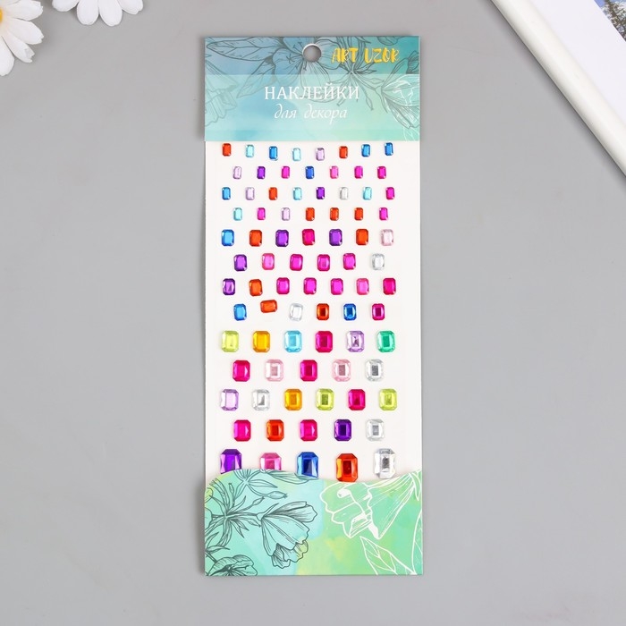 Наклейка пластик стразы Наклейка пластик стразы "Прямоугольные разных размеров" МИКС 9х16,5 см