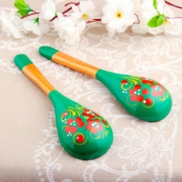 Ложка &laquo;Зеленушка&raquo;, салатная, 6&times;21, хохлома