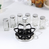 Набор для специй из стекла на подставке &laquo;Классика&raquo;, 6 шт