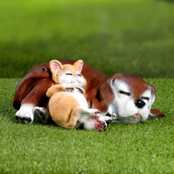 Садовая фигура Садовая фигура "Лучшие друзья" 23х27х11см, рыжий и коричневый