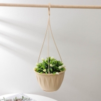 Кашпо для цветов подвесное «Алиция», 3 л, с поддоном, цвет белая глина Кашпо для цветов подвесное «Алиция», 3 л, с поддоном, цвет белая глина