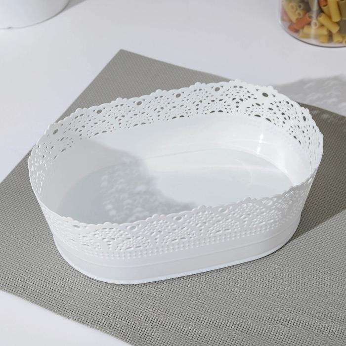 Ваза для хлеба и фруктов «Ажур», 14×22×8 см, цвет белый Ваза для хлеба и фруктов «Ажур», 14×22×8 см, цвет белый