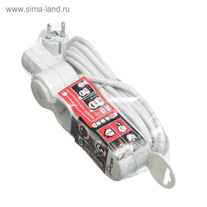 Удлинитель duwi, 3 розетки, 5 м, 10 А, 2200 Вт, ПВС 3х0.75 мм2, с з/к, с выключателем, белый Удлинитель duwi, 3 розетки, 5 м, 10 А, 2200 Вт, ПВС 3х0.75 мм2, с з/к, с выключателем, белый