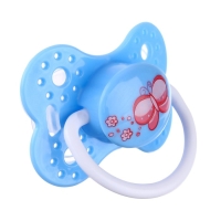 Соска - пустышка силиконовая ортодонтическая &laquo;Бабочка&raquo;, от 0 мес., с колпачком, цвет голубой