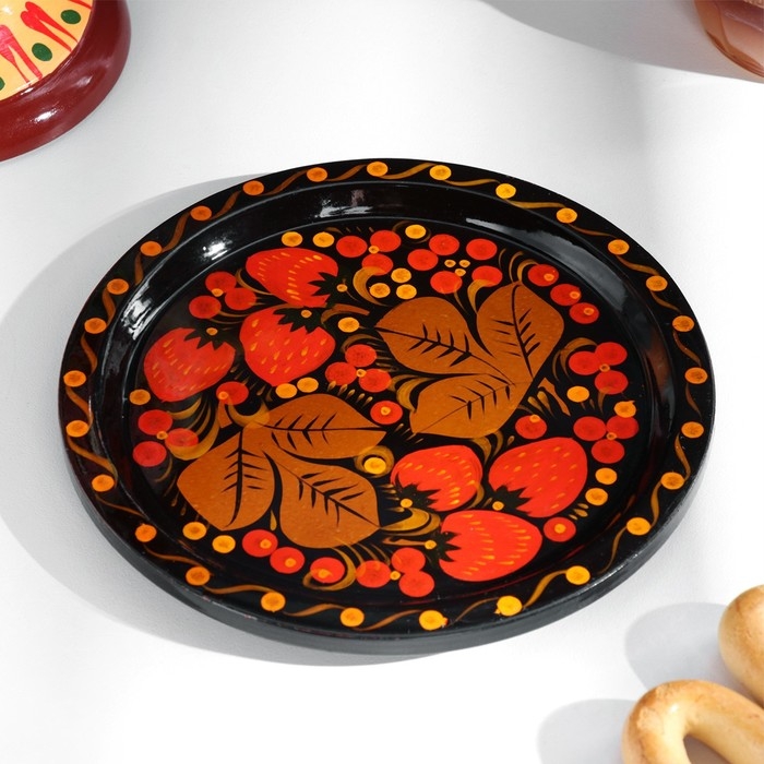 Тарелка «Земляничка», 15×0,5 см, хохлома Тарелка «Земляничка», 15×0,5 см, хохлома