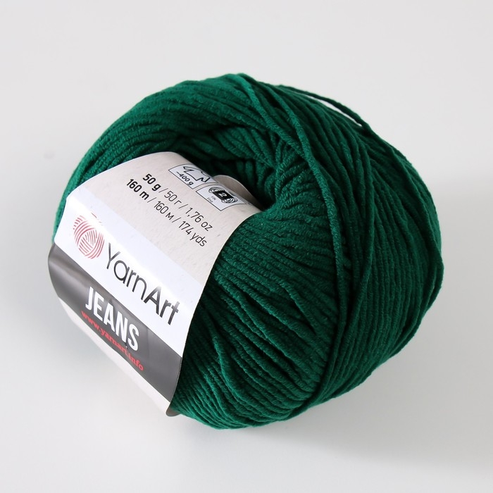 Пряжа Пряжа "Jeans" 55% хлопок, 45% акрил 160м/50гр (92 т.зеленый)